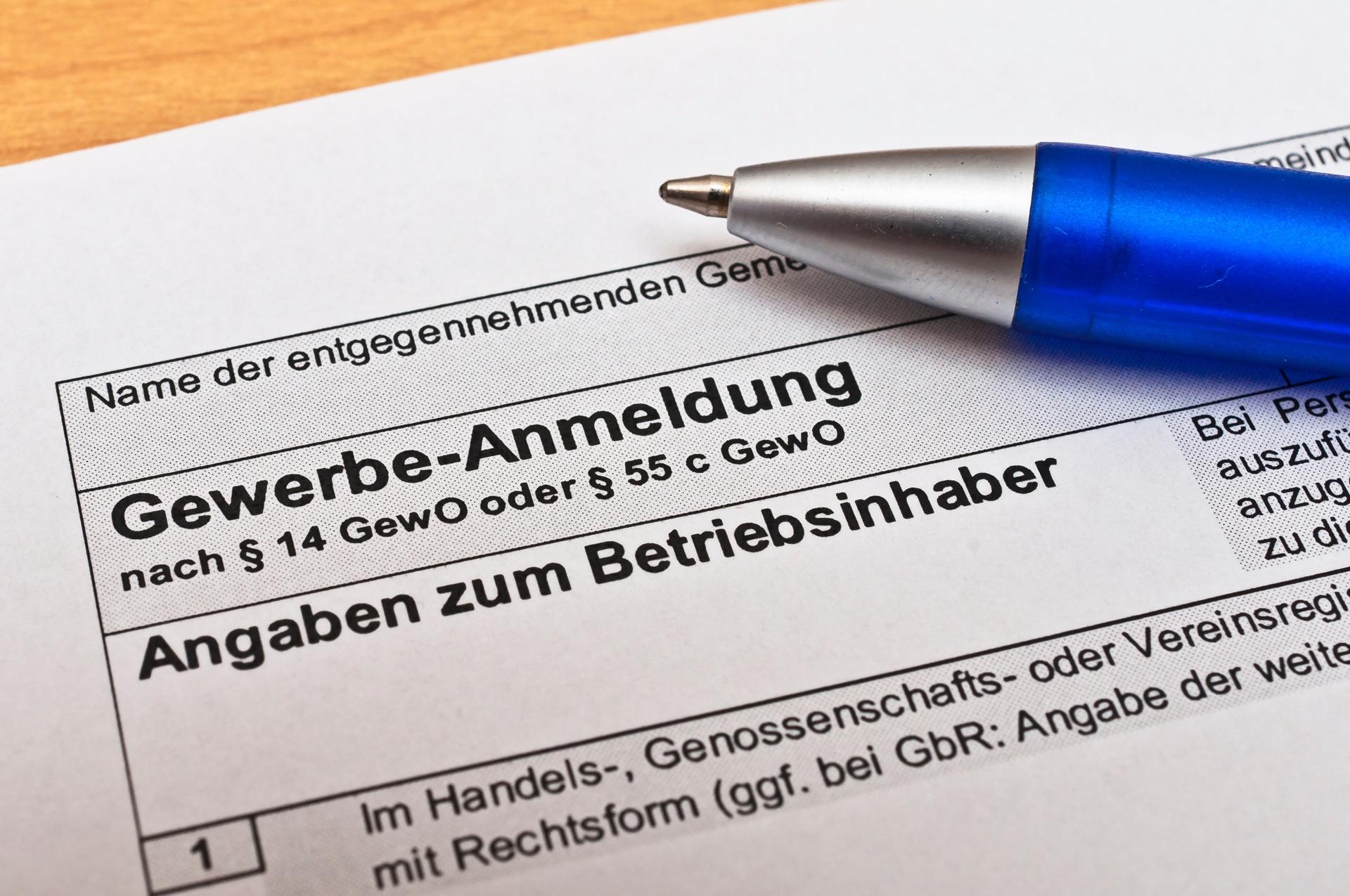 Formular zur Gewerbeanmeldung | Gerüstbanner
